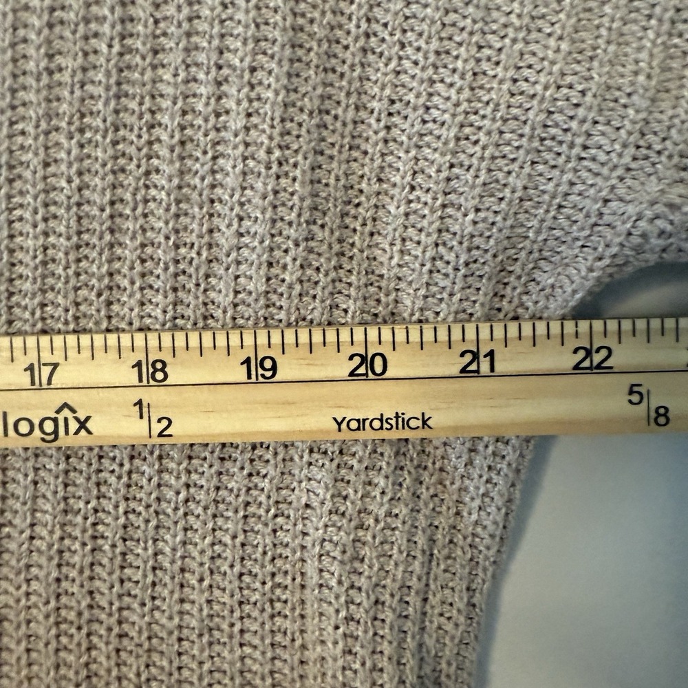 American Eagle Cable Knit Sweater Crew Neck Beige Soft Stretch Sz XS Cotton/Wool - Picture 5 of 7